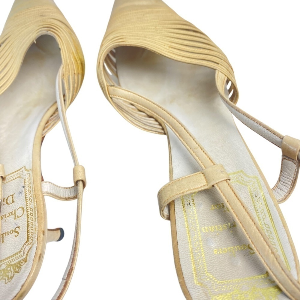 CHRISTIAN DIOR Vintage Soluliers 70’s Scarpins Leather in Beige Size 6 - Picture 11 of 13